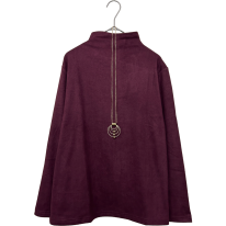 ネックレス付き　ピーチ起毛　ボトルネック　カットソー