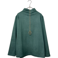 ネックレス付き　ピーチ起毛　ボトルネック　カットソー