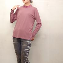 襟ぐるぐる　無地長袖Tシャツ