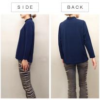 襟シアープリーツ　無地長袖Tシャツ