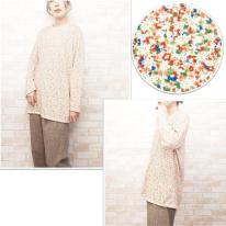 【3L】ほんのり起毛 小花柄 ゆったりBIGチュニック