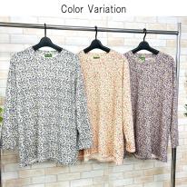 【3L】ほんのり起毛 小花柄 ゆったりBIGチュニック