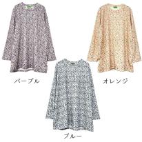 【3L】ほんのり起毛 小花柄 ゆったりBIGチュニック