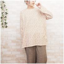 【3L】ほんのり起毛 小花柄 ゆったりBIGチュニック