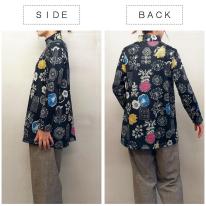 【3L】裏起毛　花柄プリント　ハーフジップチュニック