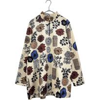 【3L】裏起毛　花柄プリント　ハーフジップチュニック