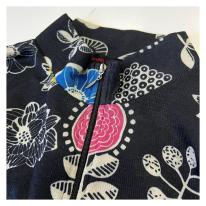 【3L】裏起毛　花柄プリント　ハーフジップチュニック