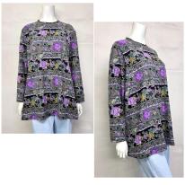 【4L】表起毛　エレガント花柄プリント　BIGチュニック