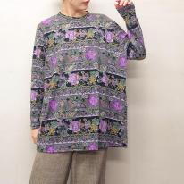 【4L】表起毛　エレガント花柄プリント　BIGチュニック