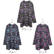 【4L】表起毛　エレガント花柄プリント　BIGチュニック