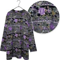 【4L】表起毛　エレガント花柄プリント　BIGチュニック