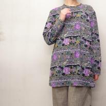 【4L】表起毛　エレガント花柄プリント　BIGチュニック