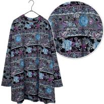 【4L】表起毛　エレガント花柄プリント　BIGチュニック