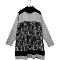 【3L】【お買い得4枚アソート】レース切替え　タートルネック　ゆったりチュニック