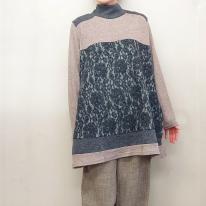 【3L】【お買い得4枚アソート】レース切替え　タートルネック　ゆったりチュニック