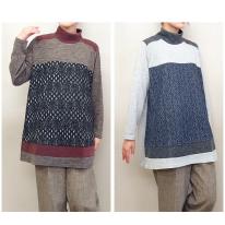 【3L】【お買い得4枚アソート】レース切替え　タートルネック　ゆったりチュニック