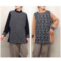 【3L】【お買い得4枚アソート】レース切替え　タートルネック　ゆったりチュニック