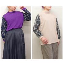 【3L】【お買い得4枚アソート】レース切替え　ボトルネック　カットソー