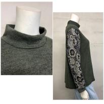 【3L】【お買い得4枚アソート】レース切替え　ボトルネック　カットソー