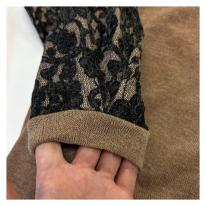 【3L】【お買い得4枚アソート】レース切替え　ボトルネック　カットソー