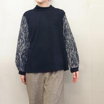 【3L】【お買い得4枚アソート】レース切替え　ボトルネック　カットソー