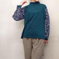 【3L】【お買い得4枚アソート】レース切替え　ボトルネック　カットソー