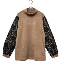 【3L】【お買い得4枚アソート】レース切替え　ボトルネック　カットソー