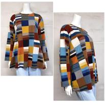 【4L】春物　パッチワーク柄プリント　BIGチュニック