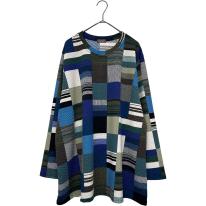 【4L】春物　パッチワーク柄プリント　BIGチュニック