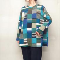 【4L】春物　パッチワーク柄プリント　BIGチュニック