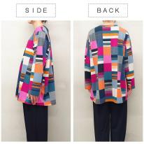 【4L】春物　パッチワーク柄プリント　BIGチュニック