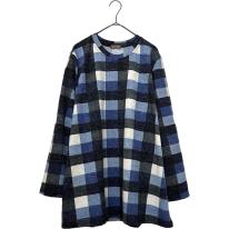 【3L】春物　チェック柄プリント　BIGチュニック