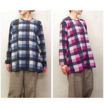 【3L】春物　チェック柄プリント　BIGチュニック