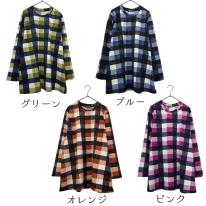 【3L】春物　チェック柄プリント　BIGチュニック