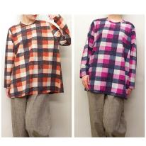 【3L】春物　チェック柄プリント　BIGチュニック