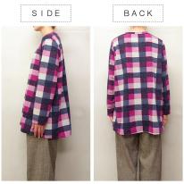 【3L】春物　チェック柄プリント　BIGチュニック