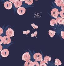 いろいろ入る5ポケットエプロン　ボタニカルネイビー