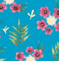 いろいろ入る5ポケットエプロン　ボタニカルブルー