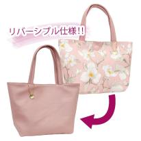 ミセス 花柄　リバーシブル トート  手提げ バッグ かばん