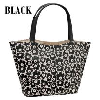 ミセス 合皮 花柄  軽量 ショルダー トート 手提げ バッグ ブラック ピンク グリーン グレー 