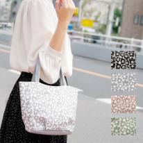 ミセス 合皮 花柄  軽量 ショルダー トート 手提げ バッグ ブラック ピンク グリーン グレー 