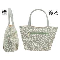 ミセス 合皮 花柄  軽量 ショルダー トート 手提げ バッグ ブラック ピンク グリーン グレー 