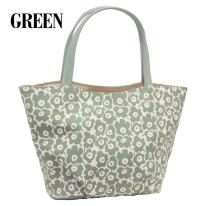 ミセス 合皮 花柄  軽量 ショルダー トート 手提げ バッグ ブラック ピンク グリーン グレー 