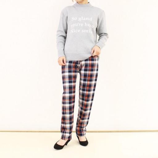 裏シャギーチェックプリントパンツ LLサイズ