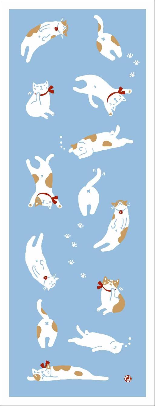 手ぬぐい　ゆるねこ