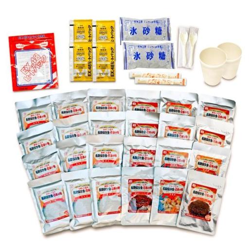 【永谷園監修】保存食(主食：12、副食：12、甘未物：2、発熱材・発熱袋)　2人2日(1人4日)分