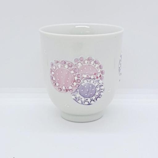 九谷焼湯呑／花火ピンク