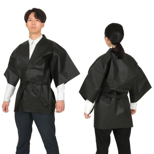カラー不織布ハッピ　大人用　Ｌ　黒