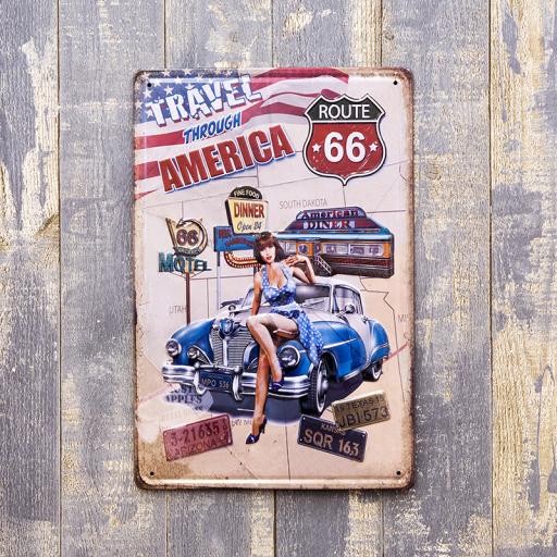 アンティークメタルエンボスプレート　S TRAVEL AMERICA
