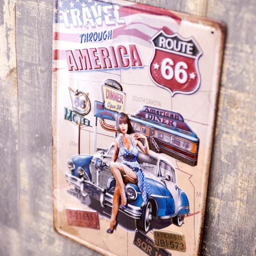 アンティークメタルエンボスプレート　S TRAVEL AMERICA